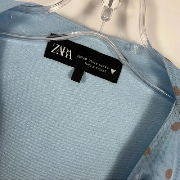 ❤️ Zara Women's Blue and Brown Dress XS - Picture 4 of 10